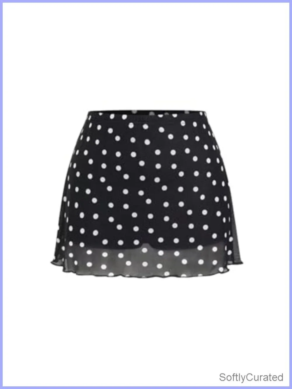 Polka Dots Mesh A Line Mini Skirt with Built In Shorts Y2K